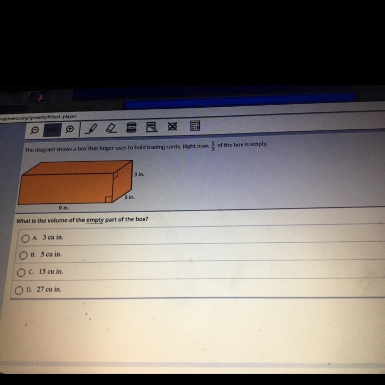 What is the volume of the empty part of the box? Plz plz plz help-example-1