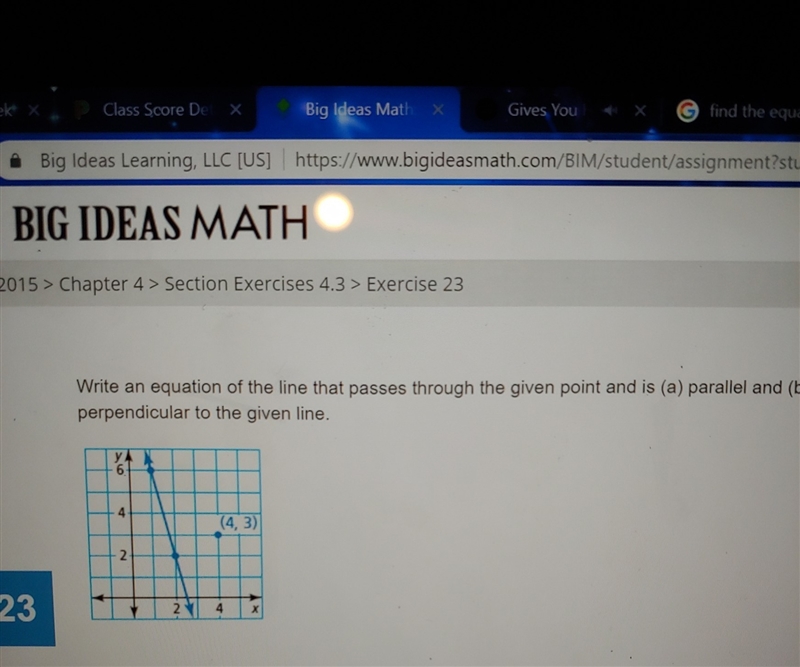 How do you find a parallel aandmd perpendicular line using a graph-example-1