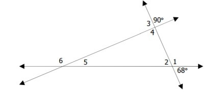 Using what you know about angles and triangles, what is the measure of angle 6?-example-1