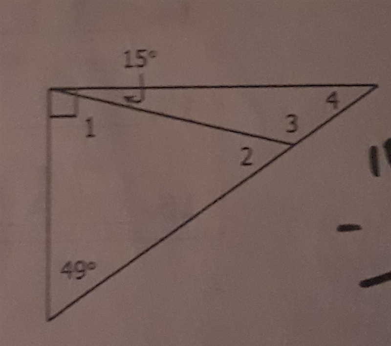 Find each missing measure, measure of angle 1,2,3,4-example-1