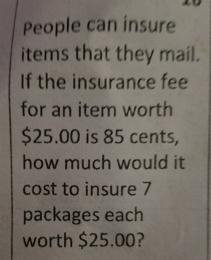 people can ensure items that they mail if the insurance fee for an item worth $25 is-example-1