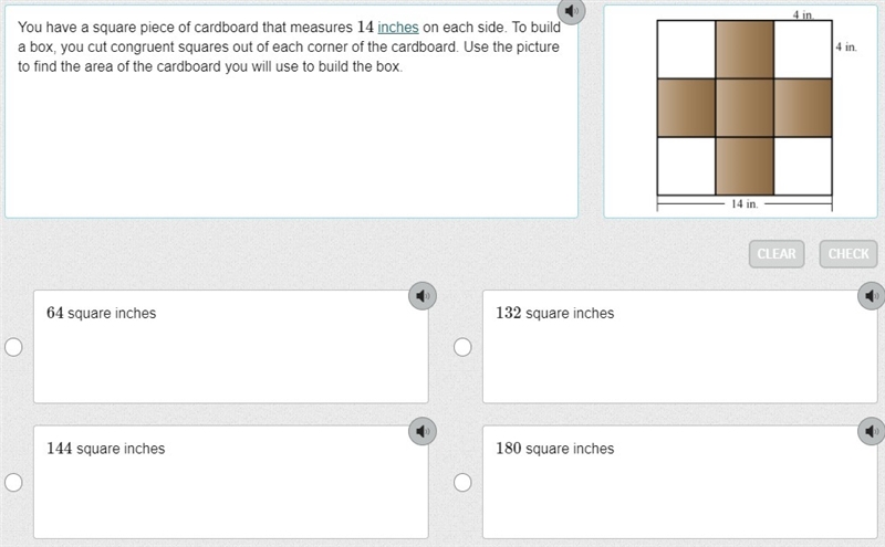 You have a square piece of cardboard that measures 14 inches on each side. To build-example-1