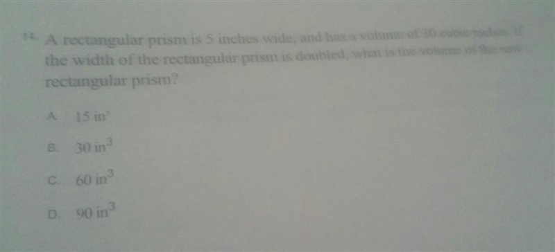 a rectangular prism is 5 inches wide and has a volume of 30 cubic inches if the width-example-1