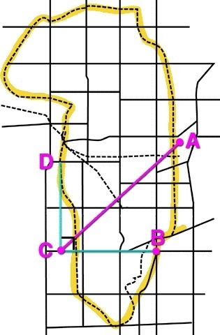 Question #1 If angle A measures 40 degrees, what does the angle between A and B measure-example-1