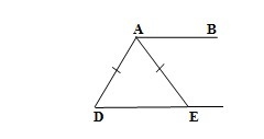 Given: AB∥DE m∠BAE = 70°, AD = AE. Find: m∠DAE.-example-1