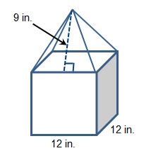 A cube and a square pyramid were joined to form the composite solid. What is the total-example-1