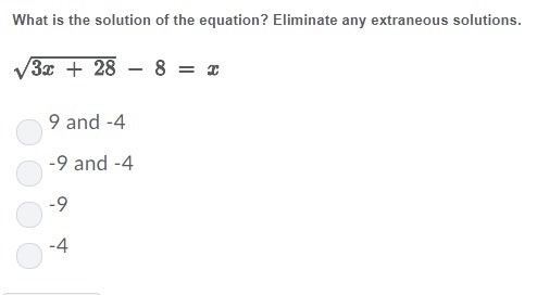 PLEASE Help!! What is the solution of the equation? Eliminate any extraneous solutions-example-1