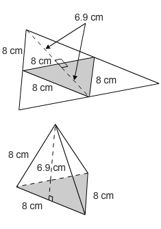 What is the surface area of the triangular pyramid? Use the net of the pyramid to-example-1