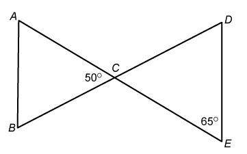 In the figure, AB¯¯¯¯¯ is parallel to ​ DE¯¯¯¯¯ ​. Select from the drop-down menu-example-1