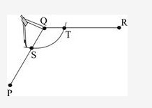 Dan uses a compass to draw an arc from Q, as shown. He wants to construct a line segment-example-1