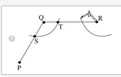 Dan uses a compass to draw an arc from Q, as shown. He wants to construct a line segment-example-2