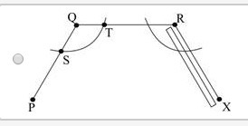 Dan uses a compass to draw an arc from Q, as shown. He wants to construct a line segment-example-3