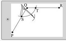 Dan uses a compass to draw an arc from Q, as shown. He wants to construct a line segment-example-5