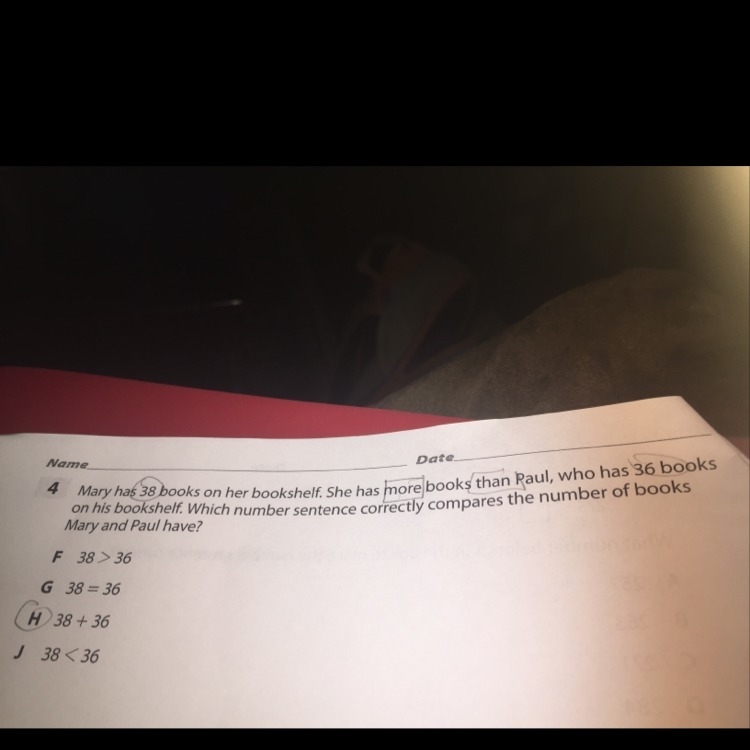 Which sentence correctly compares the number of books Mary and Paul have?-example-1