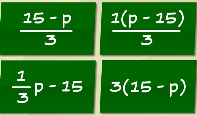 What expression represents "one third of the difference between fifteen and some-example-1