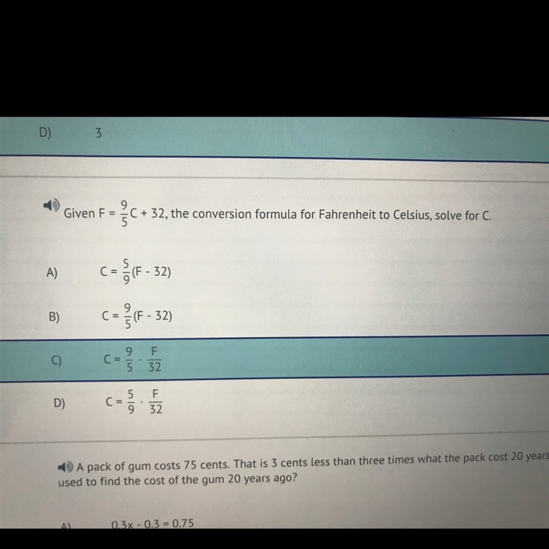 Solve for C. See photo-example-1