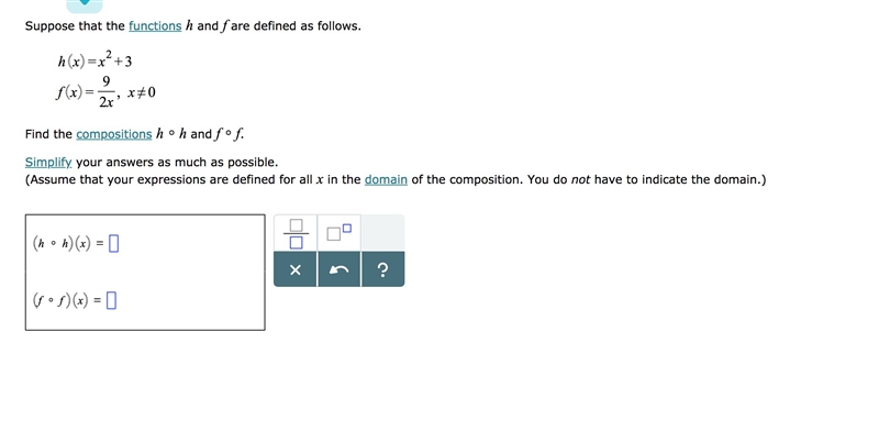 Need help with the composition of functions. I have attached a screenshot of the question-example-1