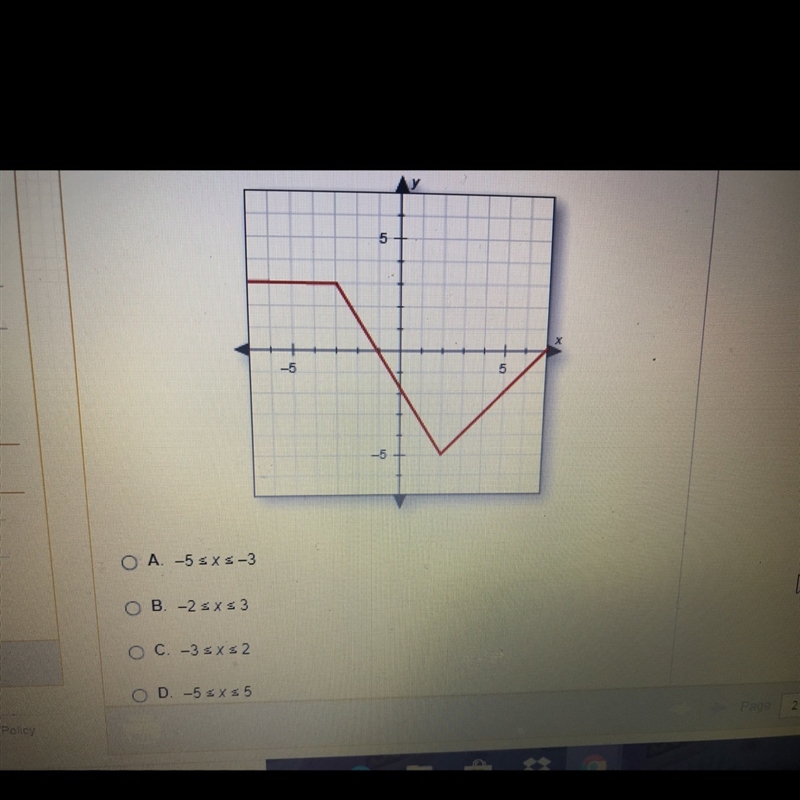 Over what interval is the function in this graph decreasing-example-1