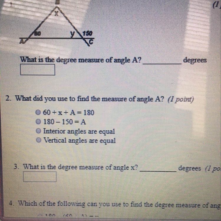 What is the degree measure of angle A?_____ degrees-example-1