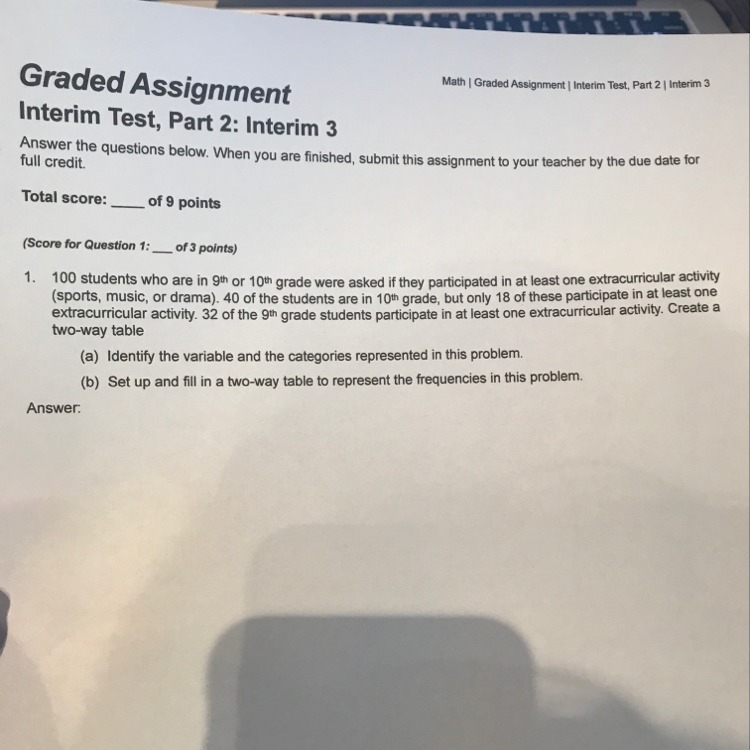 Please help, math question. Identify the variable and the categories represented in-example-1