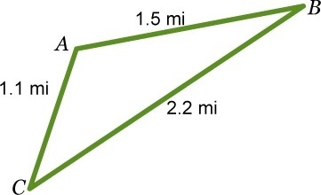 Brian wants to fence in his triangular plot of farm land that measures 1.1 by 1.5 by-example-1