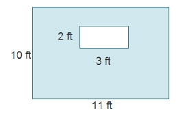 A bedroom wall is to be painted around a window as shown below. What is the area of-example-1