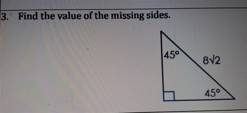 Find the missing value of the sides.-example-1