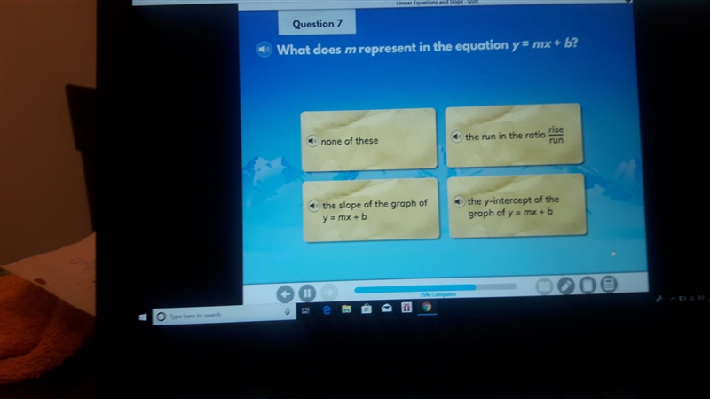 What does m represent in the equation y=mx+b-example-1