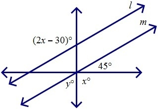 If l/m find the value of x and the value of y.-example-1