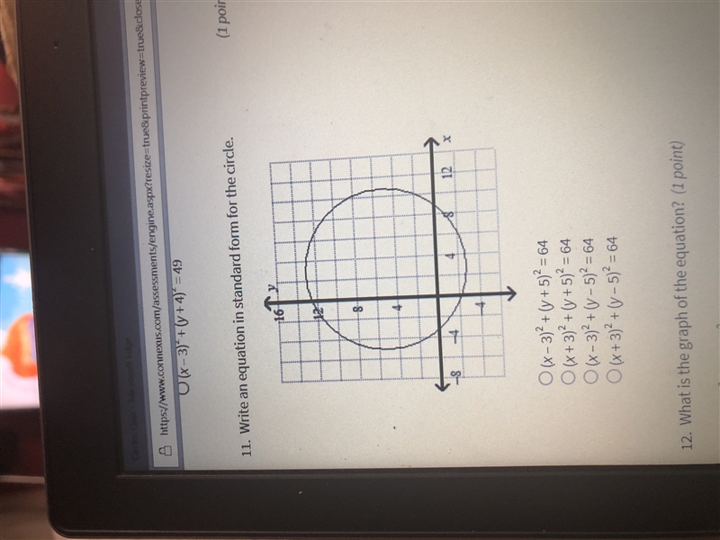 HELP PLEASEEEE Write an equation in standard form for the circle-example-1