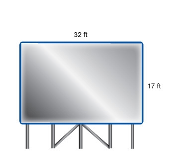 What is the area of this rectangular movie screen? A. 544 ft B. 544 ft² C.98 ft² D-example-1