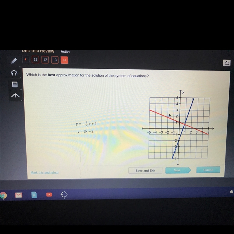 Which is the best approximation for the solution of the system of equations-example-1