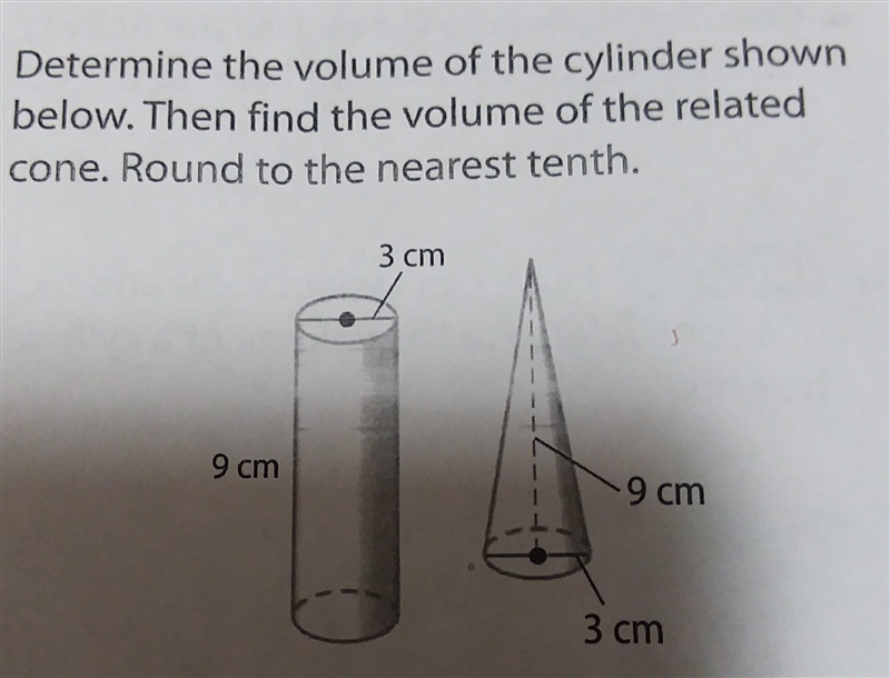 determine the volume of the cylinder shown below then find the volume of the related-example-1