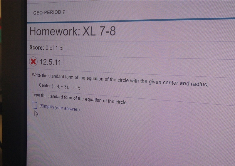 What is the standard form of the equation of the circle?-example-1