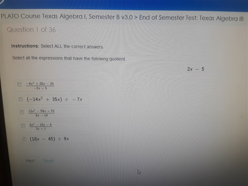 Select all the expressions that have the following quotient-example-1