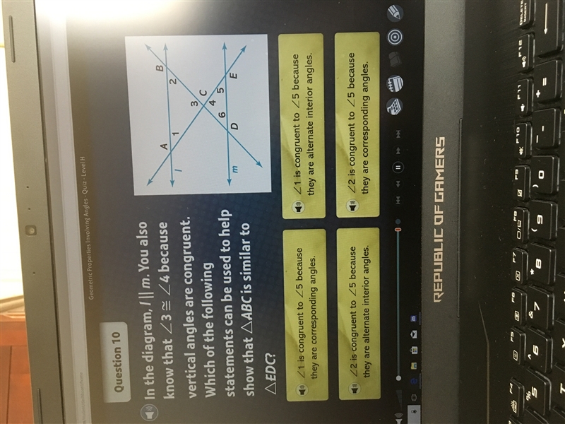 What is similar in angle ABC and EDC-example-1