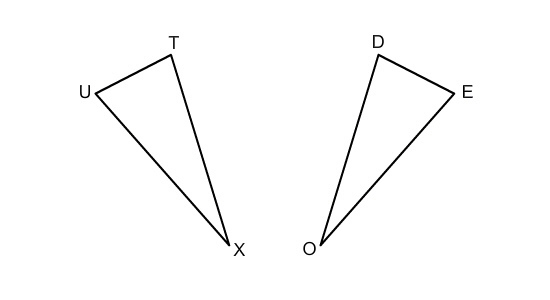 GIVEN: ∠D congruent to ∠T, ∠E congruent to ∠U, DE congruent to UT Name the postulate-example-1