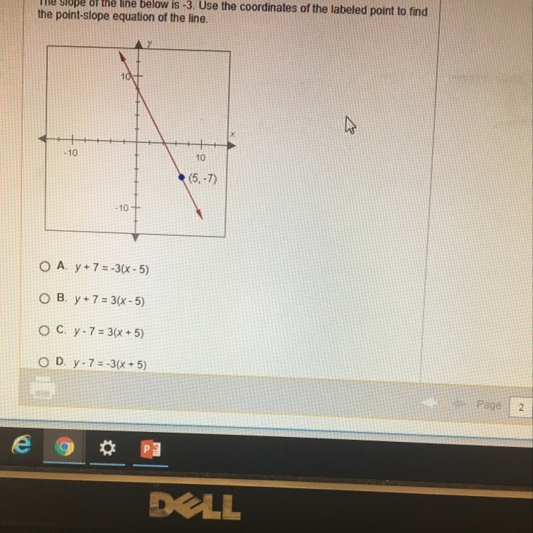 The slope of the line is -3. Use the coordinates of the labeled point to find the-example-1