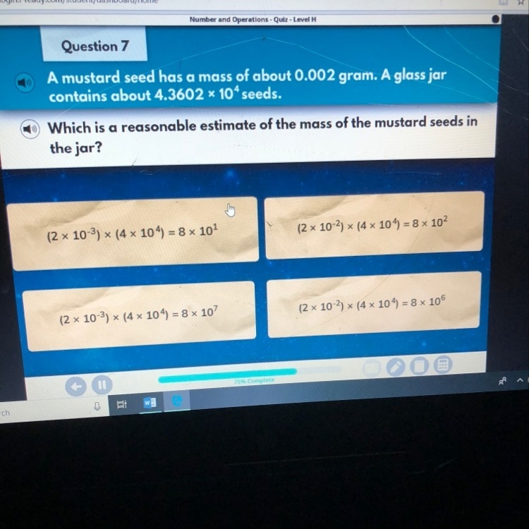 What is (2 x10^-3) x (4x10^4)?-example-1