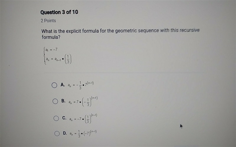 What is the explicit formula for this geometric sequence with recursive formula-example-1