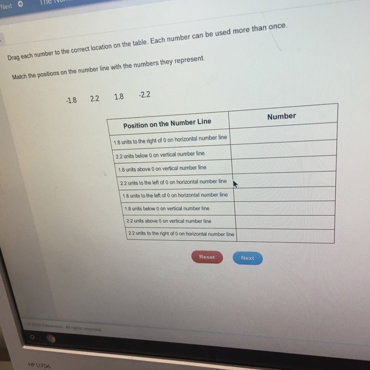 Match the postions on the number line with the numbers they represent-example-1