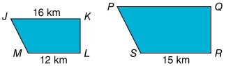 ANSWER FAST 15 PTS What is the length of PQ? JKLM : PQRS 12 km 16 km 18 km 20 km-example-1