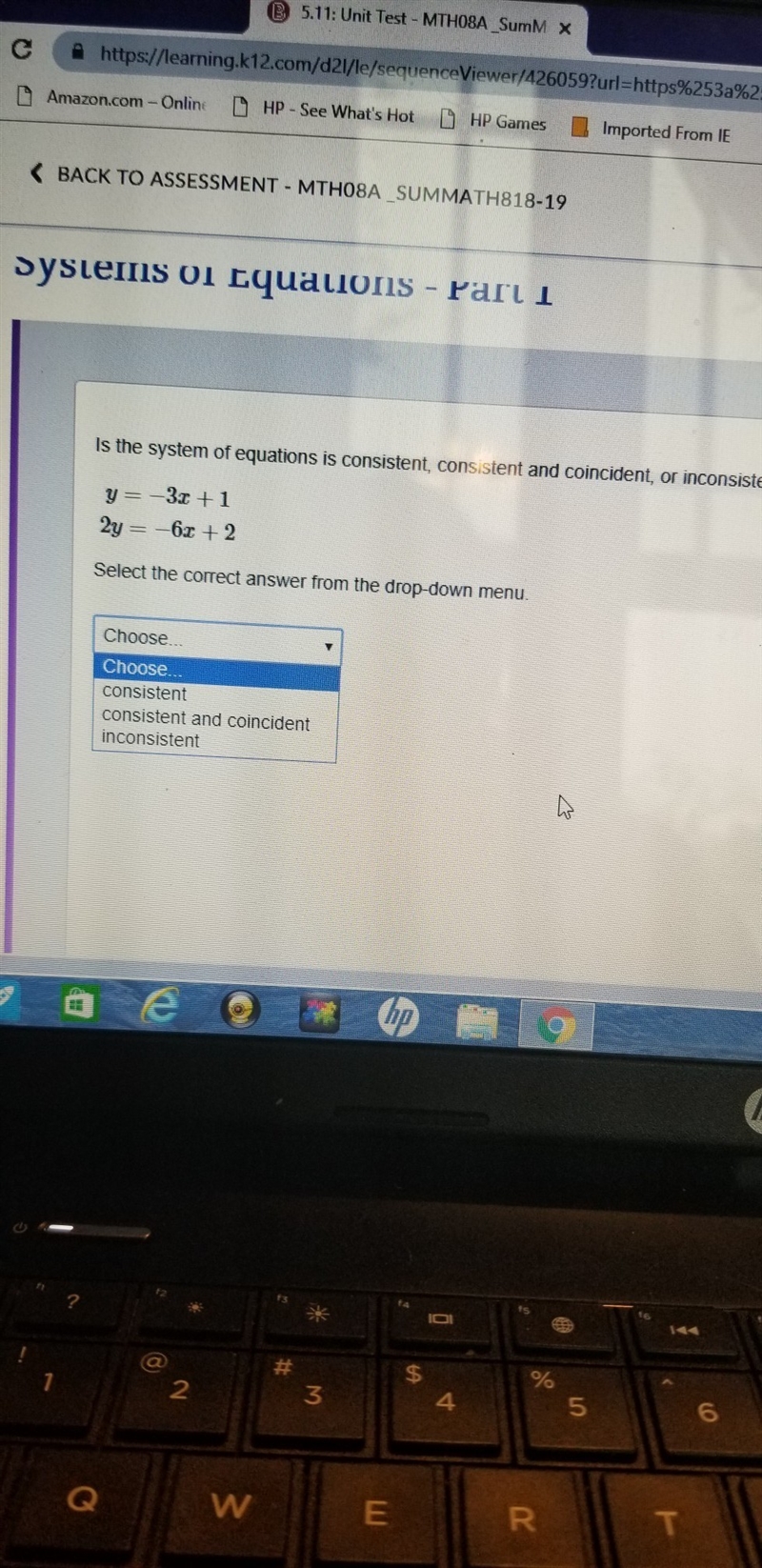 Is the system of equations is consistent, consistent and coincident or inconsistent-example-1