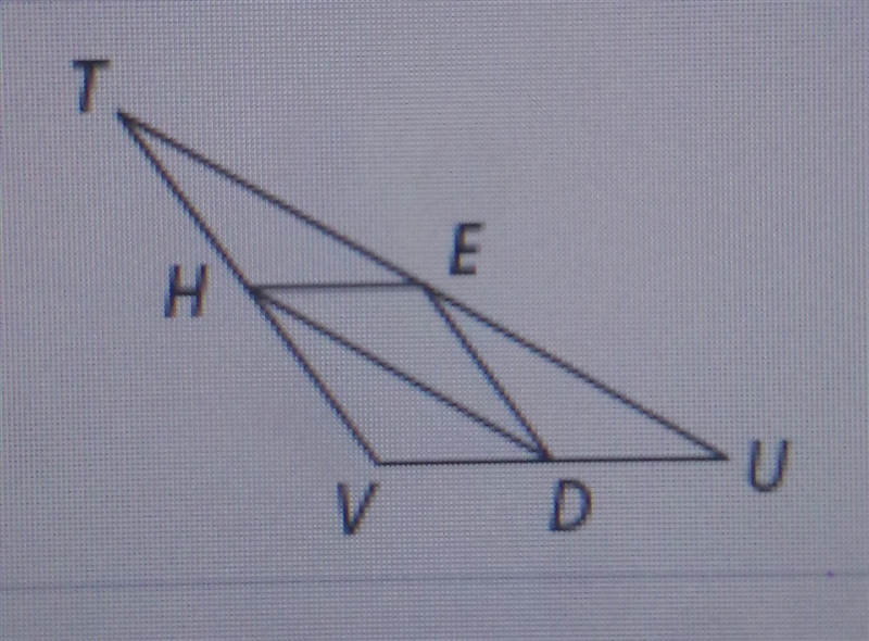 Points E, D and H are the midpoints of the sides of TUV. UV = 44, TV = 56, and HD-example-1