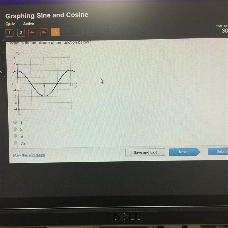 What is the amplitude of the function below?-example-1