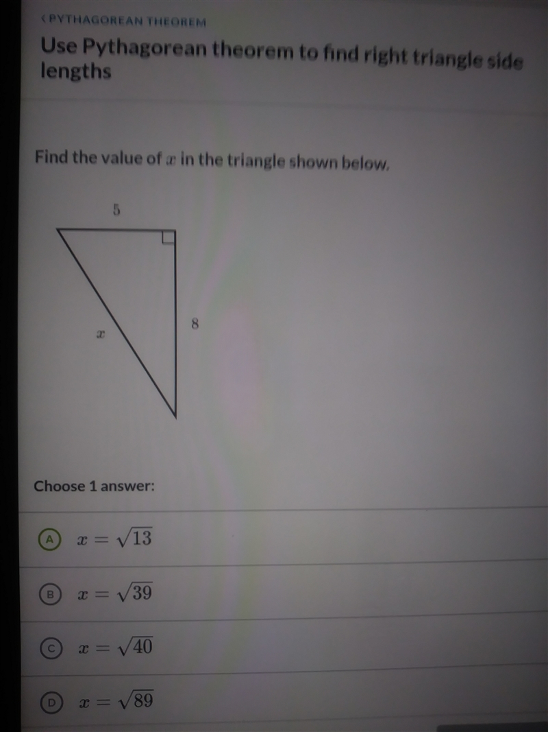 What the answer for tje pythagorean-example-1