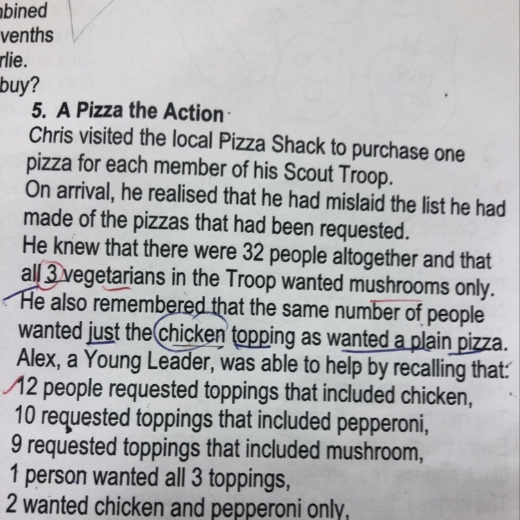 What was the final order that Chris placed at the pizza shack-example-1