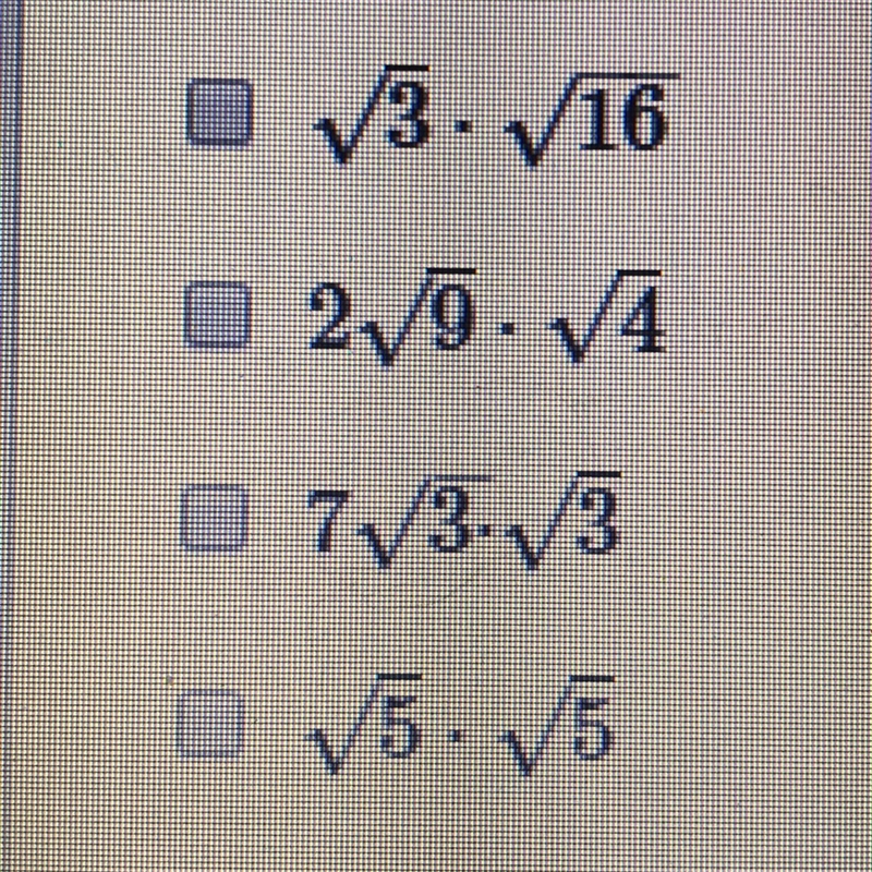 Which expressions simplify to a rational number? Select each correct answer-example-1