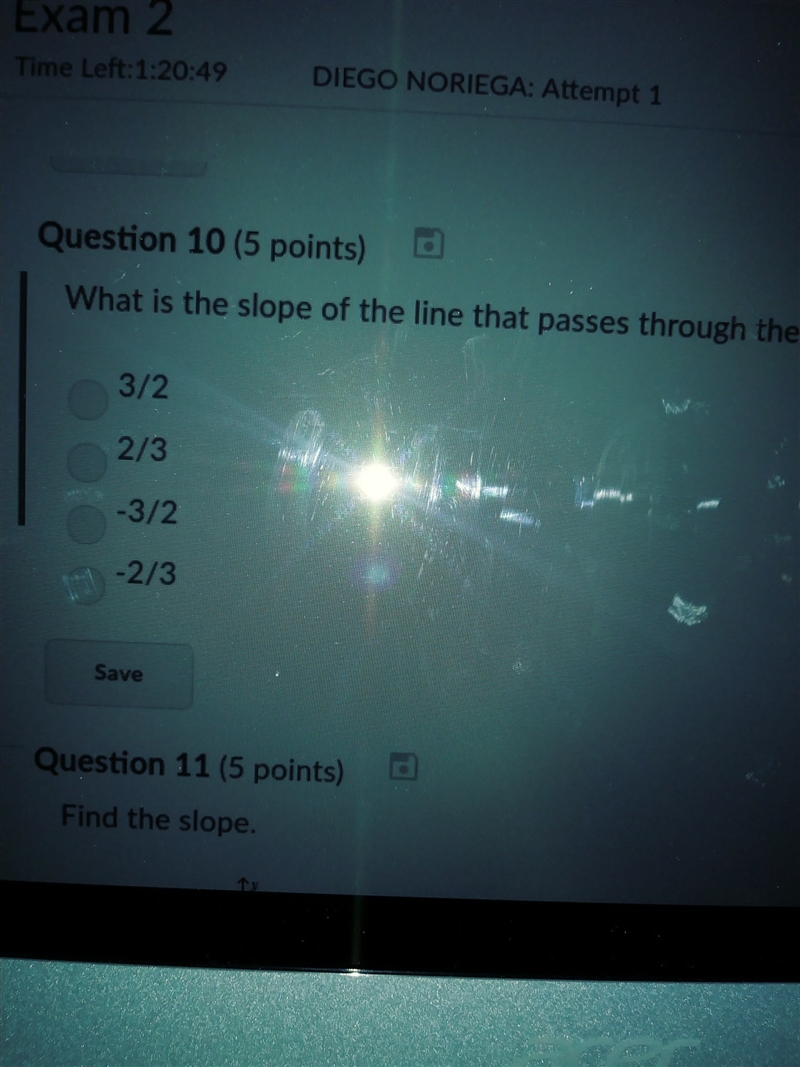 10 question What is the slope of. the line that passes through the points(1,7),(10,1)?-example-1