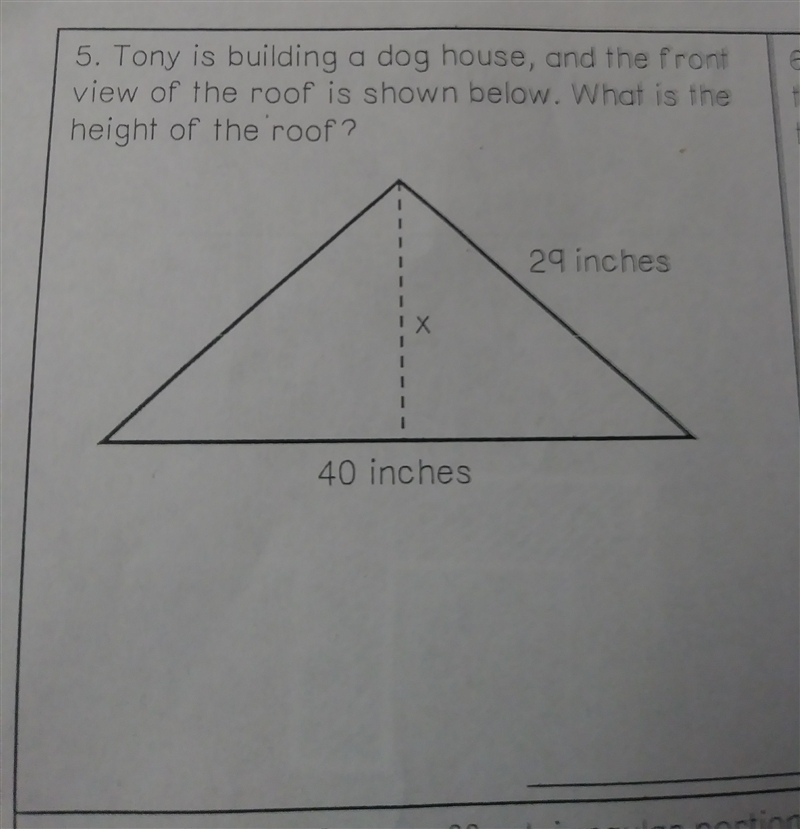 Tony is building a dog house, and the front view of the roof is shown below-example-1